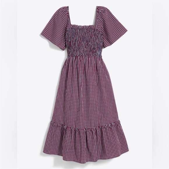 Draper James Nap Dress Red White Blue Smocked Tiered W/ pockets XXL midi Holiday - Picture 1 of 8